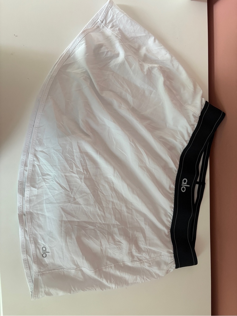 ALO Yoga White Mini Skirt with Black Waistband